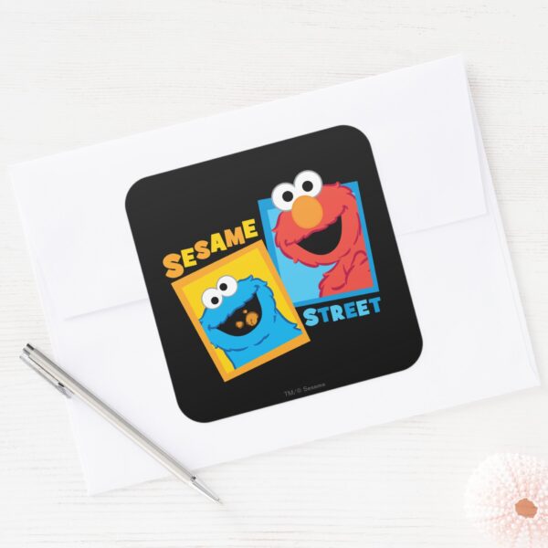 Elmo_and_Cookie_Monster_Friends_Square_Sticker_3 Elmo And Cookie Monster Friends Square Sticker