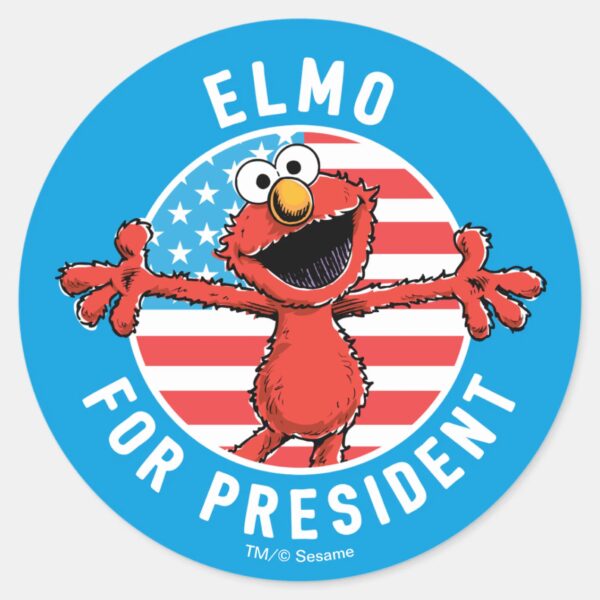 Elmo_for_President_-_Flag_Classic_Round_Sticker_1 Elmo For President Flag Classic Round Sticker