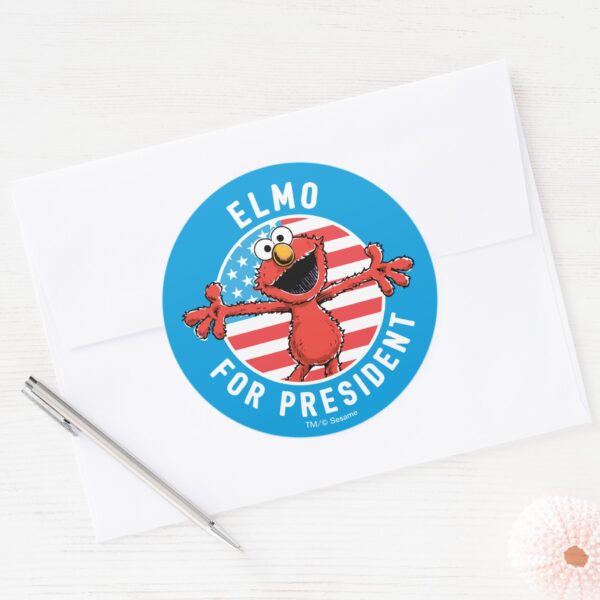 Elmo_for_President_-_Flag_Classic_Round_Sticker_3 Elmo For President Flag Classic Round Sticker