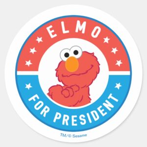 Elmo_for_President_Badge_Classic_Round_Sticker_1 Elmo For President Badge Classic Round Sticker