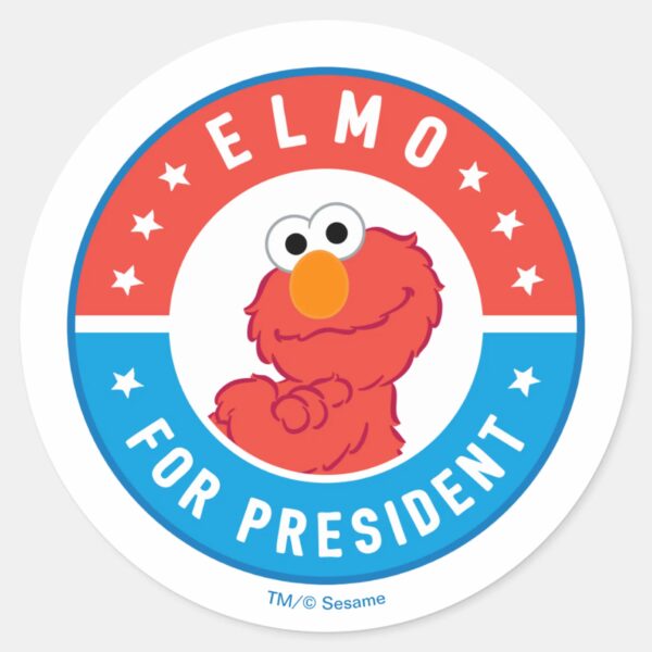 Elmo_for_President_Badge_Classic_Round_Sticker_1 Elmo For President Badge Classic Round Sticker
