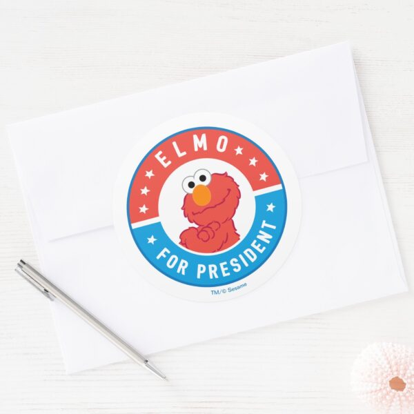 Elmo_for_President_Badge_Classic_Round_Sticker_3 Elmo For President Badge Classic Round Sticker