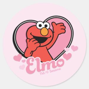 Elmo In Heart Valentine Classic Round Sticker