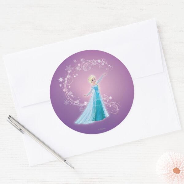 Elsa___Love_Thaws,_Love_Glows_Classic_Round_Sticker_3 Elsa Love Thaws Love Glows Classic Round Sticker