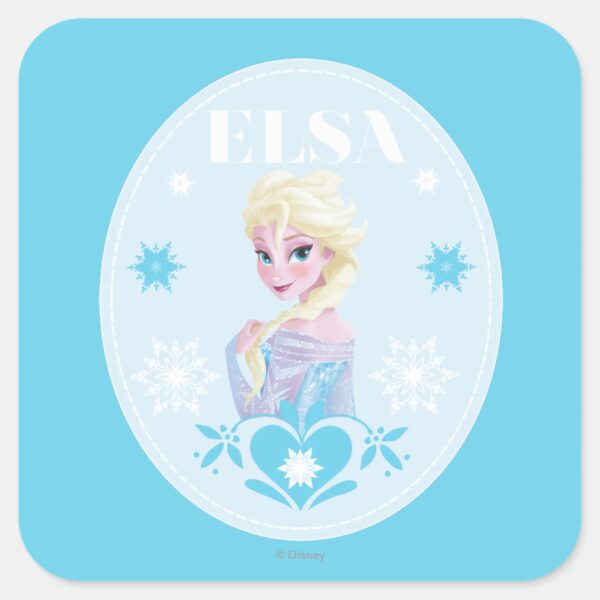 Elsa___Snowflakes_Square_Sticker_1 Elsa Snowflakes Square Sticker