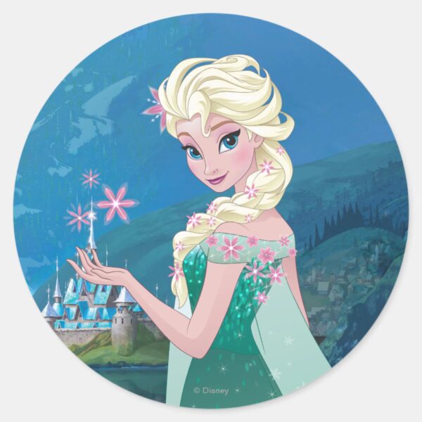 Elsa___Summer_Wish_Classic_Round_Sticker_1 Elsa Summer Wish Classic Round Sticker