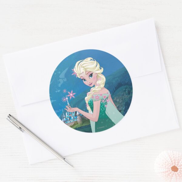 Elsa___Summer_Wish_Classic_Round_Sticker_3 Elsa Summer Wish Classic Round Sticker