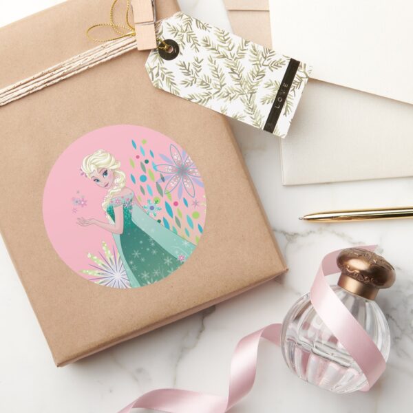 Elsa___Summer_Wish_with_Flowers_Classic_Round_Sticker_5 Elsa Summer Wish With Flowers Classic Round Sticker