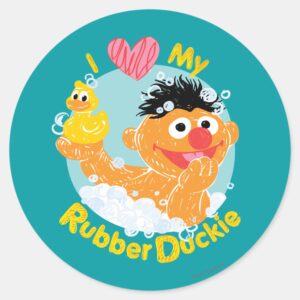 Ernie Loves Duckie Classic Round Sticker