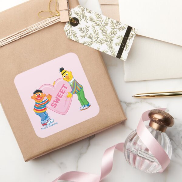 Ernie_&_Bert_Big_Valentine's_Heart_Square_Sticker_5 Ernie Bert Big Valentines Heart Square Sticker
