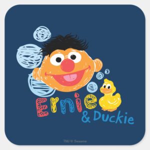 Ernie And Duckie Bubbles Square Sticker