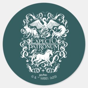 Expecto Patronum Filigree Graphic Classic Round Sticker