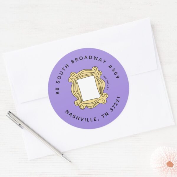 FRIENDS™_Birthday_Peephole_Frame_Address_Classic_Round_Sticker_3 FRIENDS™ Birthday Peephole Frame Address Classic Round Sticker