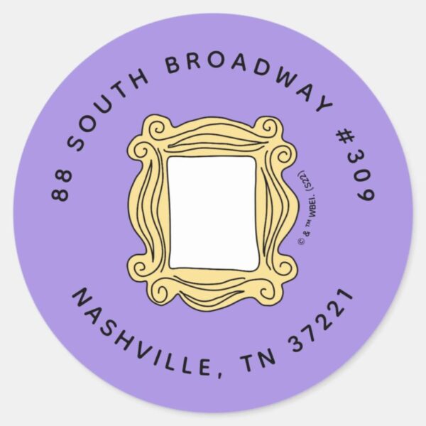 FRIENDS™_Birthday_Peephole_Frame_Address_Classic_Round_Sticker_7 FRIENDS™ Birthday Peephole Frame Address Classic Round Sticker