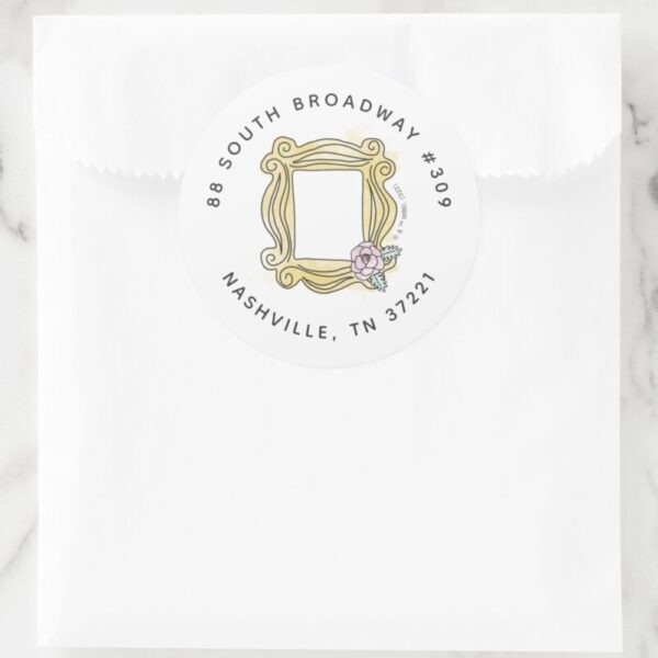 FRIENDS™_Bridal_Shower_Peephole_Frame_Address_Classic_Round_Sticker_1 FRIENDS™ Bridal Shower Peephole Frame Address Classic Round Sticker