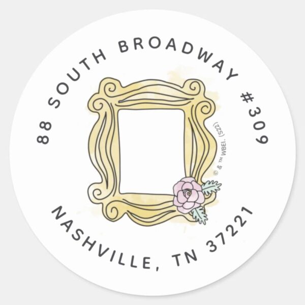 FRIENDS™_Bridal_Shower_Peephole_Frame_Address_Classic_Round_Sticker_5 FRIENDS™ Bridal Shower Peephole Frame Address Classic Round Sticker
