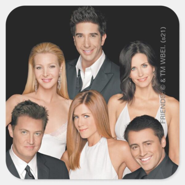 FRIENDS™_Cast_in_Formal_Wear_Closeup_Square_Sticker_4 FRIENDS™ Cast In Formal Wear Closeup Square Sticker
