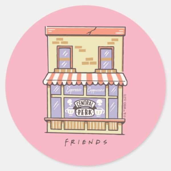FRIENDS™_Central_Perk_Cartoon_Coffee_Shop_Classic_Round_Sticker_4 FRIENDS™ Central Perk Cartoon Coffee Shop Classic Round Sticker