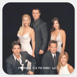 FRIENDS™ Group In Black And White Formal Wear Square Sticker
