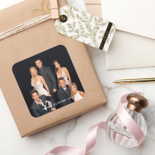 FRIENDS™_Group_in_Black_and_White_Formal_Wear_Square_Sticker_4 FRIENDS™ Group In Black And White Formal Wear Square Sticker