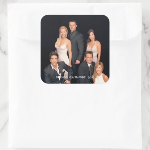 FRIENDS™_Group_in_Black_and_White_Formal_Wear_Square_Sticker_5 FRIENDS™ Group In Black And White Formal Wear Square Sticker
