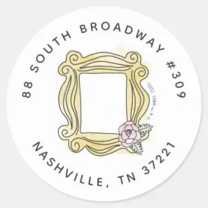 FRIENDS™ Bridal Shower Peephole Frame Address Classic Round Sticker