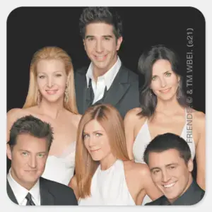 FRIENDS™ Cast In Formal Wear Closeup Square Sticker