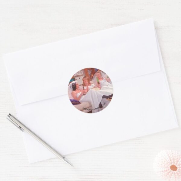 FRIENDS™___The_Girls_in_Wedding_Dresses_Classic_Round_Sticker_3 FRIENDS™ The Girls In Wedding Dresses Classic Round Sticker