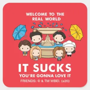 FRIENDS™ Welcome To The Real World Chibi Square Sticker