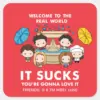 FRIENDS™ Welcome To The Real World Chibi Square Sticker