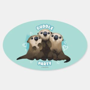 Finding_Dory_Otters___Cuddle_Party_Oval_Sticker_1 Finding Dory Otters Cuddle Party Oval Sticker
