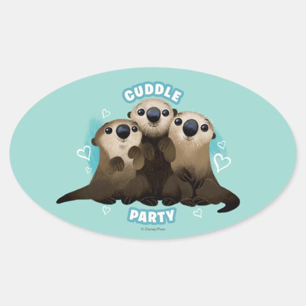 Finding_Dory_Otters___Cuddle_Party_Oval_Sticker_1 Finding Dory Otters Cuddle Party Oval Sticker