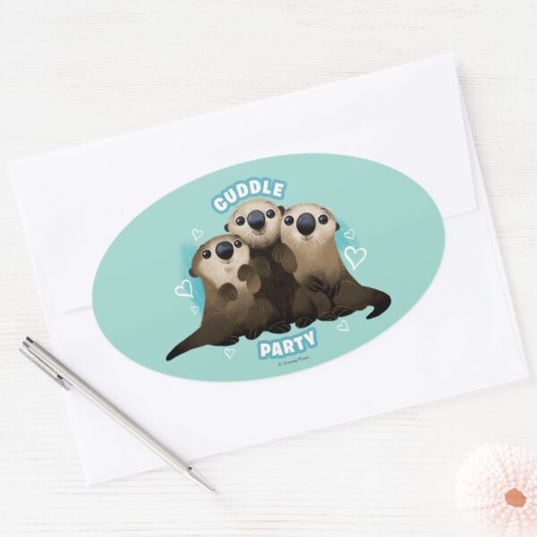 Finding_Dory_Otters___Cuddle_Party_Oval_Sticker_3 Finding Dory Otters Cuddle Party Oval Sticker