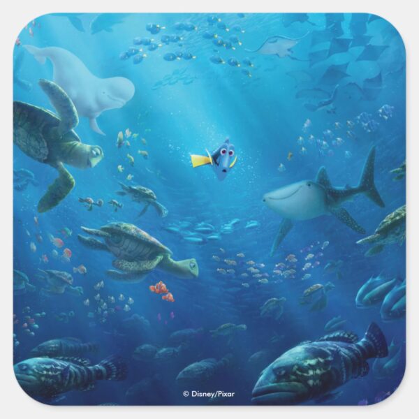 Finding_Dory___Poster_Art_Square_Sticker_1 Finding Dory Poster Art Square Sticker