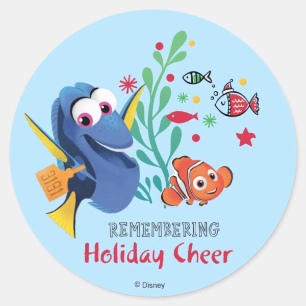 Finding_Dory___Remembering_Holiday_Cheer_Classic_Round_Sticker_1 Finding Dory Remembering Holiday Cheer Classic Round Sticker