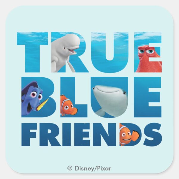 Finding_Dory___True_Blue_Friends_Square_Sticker_1 Finding Dory True Blue Friends Square Sticker
