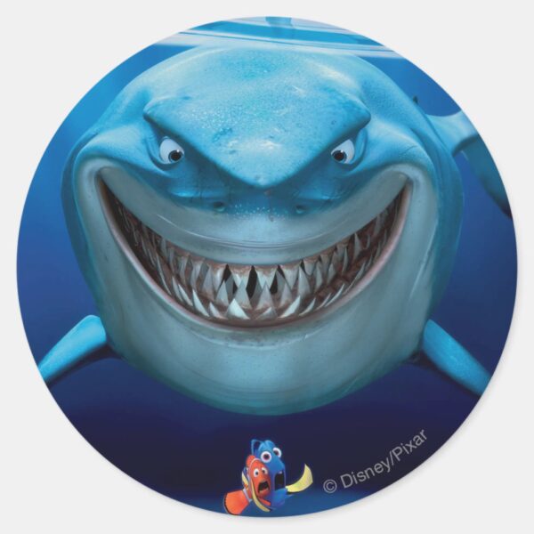 Finding_Nemo___Bruce_Grinning_Classic_Round_Sticker_1 Finding Nemo Bruce Grinning Classic Round Sticker