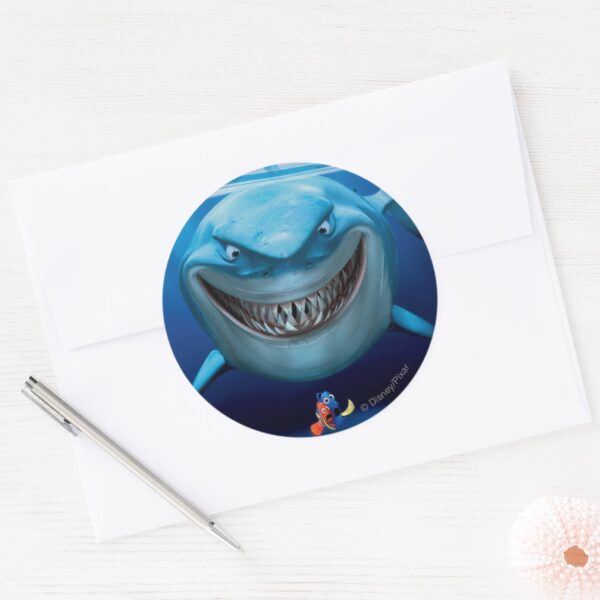 Finding_Nemo___Bruce_Grinning_Classic_Round_Sticker_3 Finding Nemo Bruce Grinning Classic Round Sticker