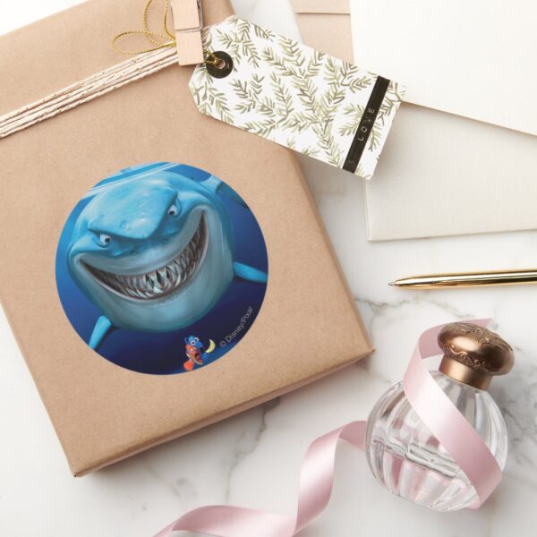 Finding_Nemo___Bruce_Grinning_Classic_Round_Sticker_5 Finding Nemo Bruce Grinning Classic Round Sticker