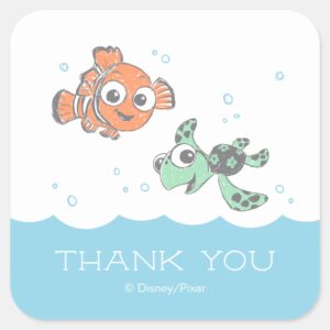 Finding_Nemo_and_Squirt_Baby_Shower_Thank_You_Square_Sticker_1 Finding Nemo And Squirt Baby Shower Thank You Square Sticker