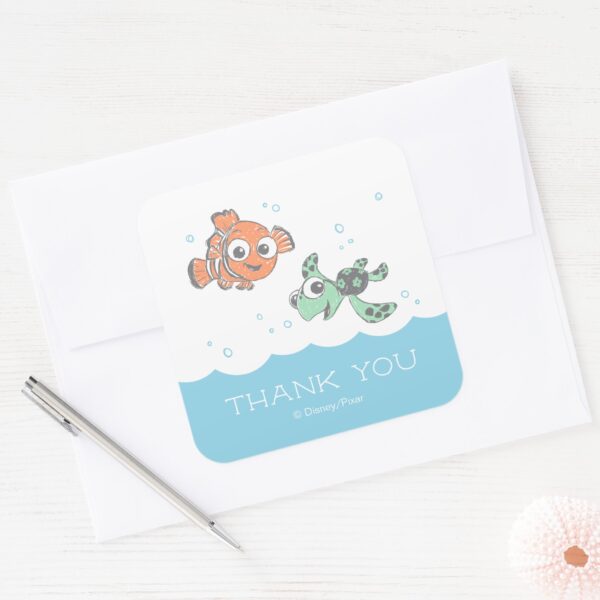 Finding_Nemo_and_Squirt_Baby_Shower_Thank_You_Square_Sticker_3 Finding Nemo And Squirt Baby Shower Thank You Square Sticker