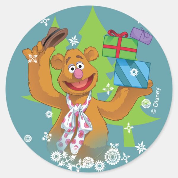 Fozzy_the_Bear___Happy_Holidays_Classic_Round_Sticker_1 Fozzy The Bear Happy Holidays Classic Round Sticker