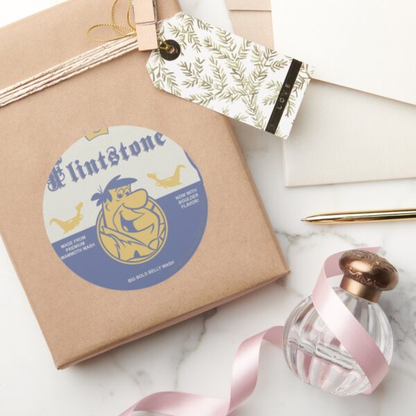 Fred_Flintston_Big_Bold_Belly_Wash_Classic_Round_Sticker_5 Fred Flintston Big Bold Belly Wash Classic Round Sticker