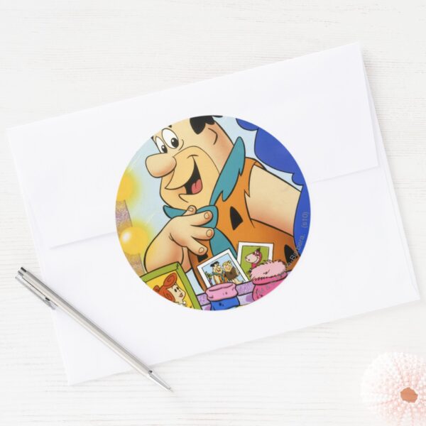 Fred_Flintstone_Look_In_Mirror_Classic_Round_Sticker_3 Fred Flintstone Look In Mirror Classic Round Sticker