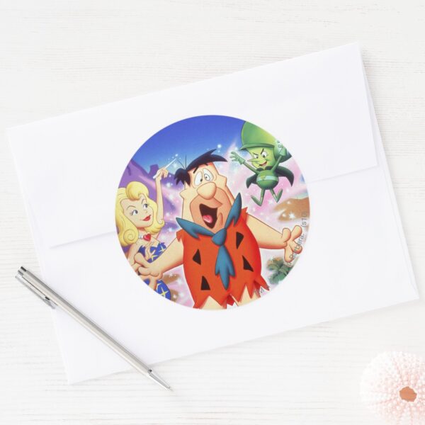 Fred_Flintstone_Under_A_Spell_Classic_Round_Sticker_3 Fred Flintstone Under A Spell Classic Round Sticker