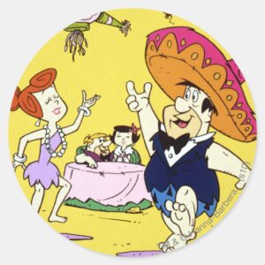 Fred Flintstone Wilma Barney And Betty Fiesta Classic Round Sticker