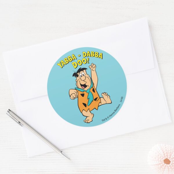 Fred_Flintstone_Yabba-Dabba_Doo!_Classic_Round_Sticker_3 Fred Flintstone Yabba Dabba Doo Classic Round Sticker