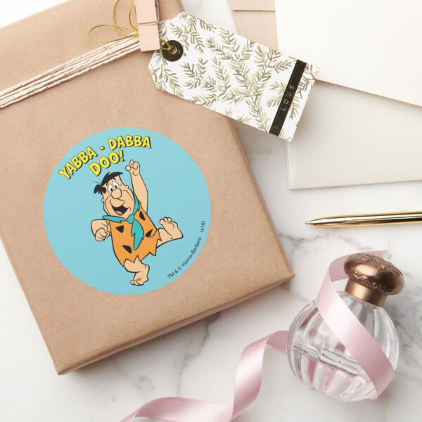 Fred_Flintstone_Yabba-Dabba_Doo!_Classic_Round_Sticker_5 Fred Flintstone Yabba Dabba Doo Classic Round Sticker