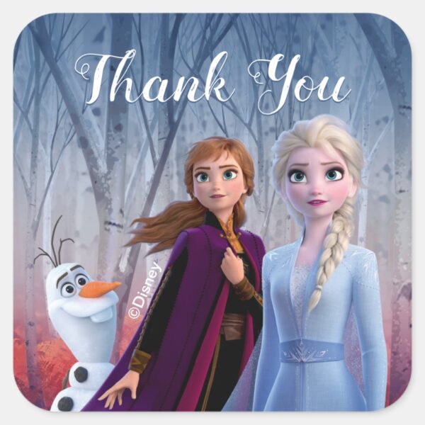 Frozen_2_-_Anna,_Elsa_&_Olaf_Birthday_Thank_You_Square_Sticker_2 Frozen 2 Anna Elsa Olaf Birthday Thank You Square Sticker