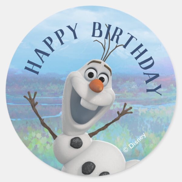 Frozen_2_-_Olaf_Happy_Birthday_Classic_Round_Sticker_2 Frozen 2 Olaf Happy Birthday Classic Round Sticker